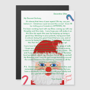 Carte Magnétique Lettres de Père Noël personnalisées