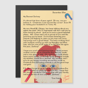 Carte Magnétique Lettres personnalisées du Père Noël Cannes de bonb