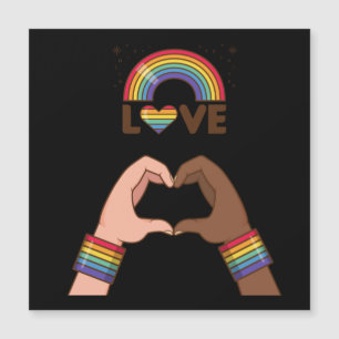 Carte Magnétique LGBT+Pride. Aimez l'arc-en-ciel. Cœur.