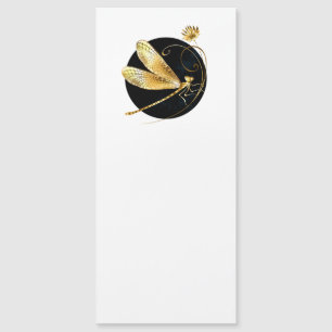 Carte Magnétique libellule d'or en cercle noir