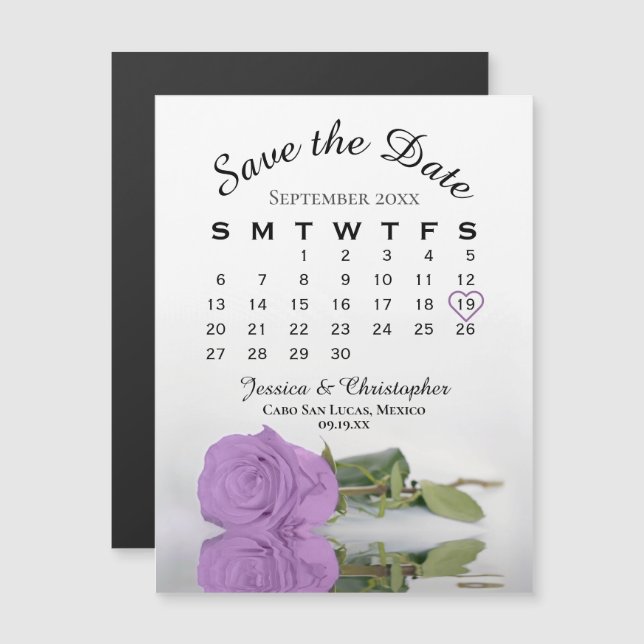Carte Magnétique Lilac Purple Rose Enregistrer l'aimant Calendrier  (Devant / Derrière)