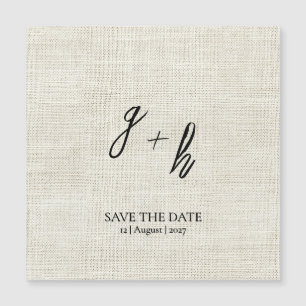 Carte Magnétique Linge blanc minimaliste Vintage Date de sauvegarde