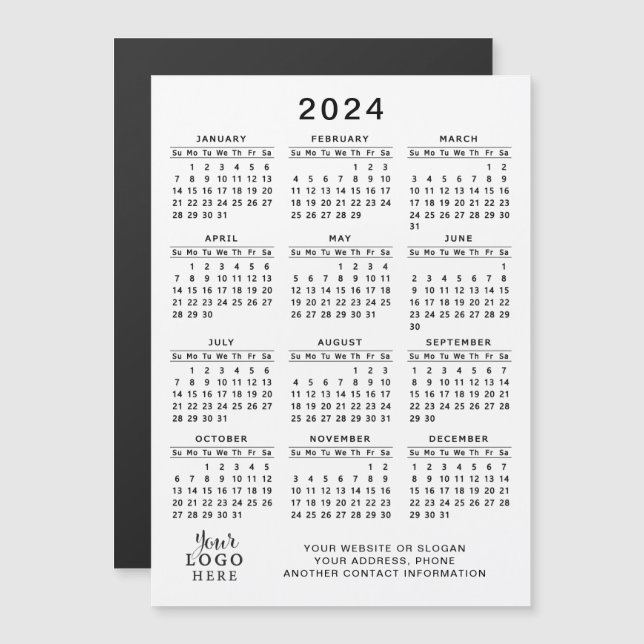 Carte Magnétique Logo 2024 Promotion Calendrier magnétique Blanc No (Devant / Derrière)