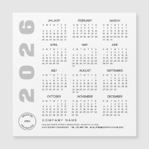 Carte Magnétique Logo 2026 Calendrier Société Client Holiday Giveaw