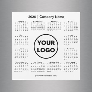 Carte Magnétique Logo de la société du calendrier moderne 2026 sur 