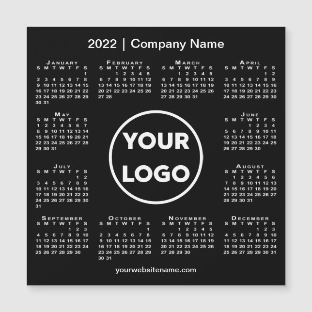 Carte Magnétique Logo de l'entreprise Calendrier 2022 sur Black Mag (Devant)