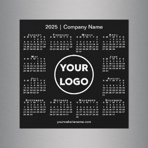 Carte Magnétique Logo de l'entreprise Calendrier 2025 sur Black Mag