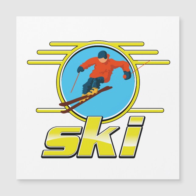Carte Magnétique Logo de ski rétro 90 (Devant)