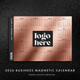 Carte Magnétique Logo d'entreprise 2026 Rose Gold Calendrier de l'a