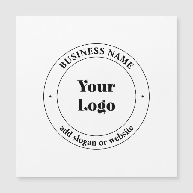 Carte Magnétique Logo d'entreprise et texte promotionnel | Blanc (Devant)