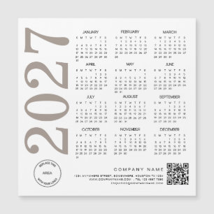 Carte Magnétique Logo du calendrier 2027 Code QR Neutre Taupe Entre