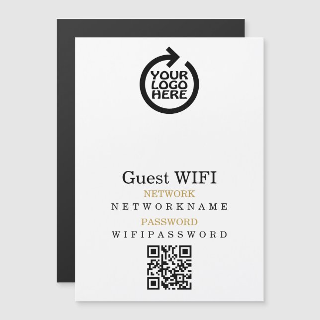 Carte Magnétique Logo du mot de passe Wifi Réseau Code QR personnal (Devant / Derrière)