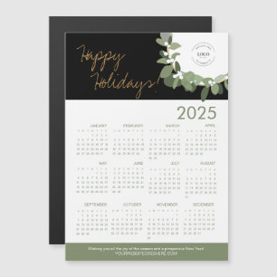 Carte Magnétique Logo moderne Green Wreath noir ici Calendrier 2025