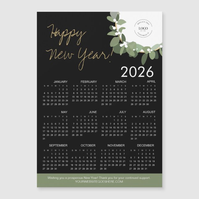 Carte Magnétique Logo personnalisé du calendrier de la nouvelle ann (Devant)
