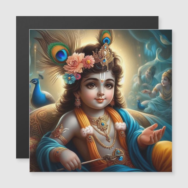 Carte magnétique Lord Krishna (Devant / Derrière)