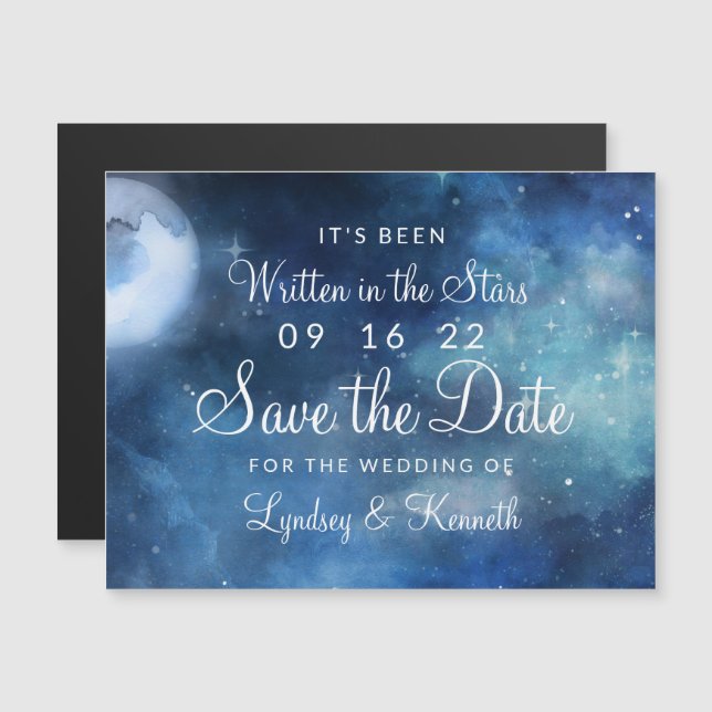 Carte Magnétique Lunar Sky Pleine lune Étoiles Mariage Enregistrer  (Devant / Derrière)