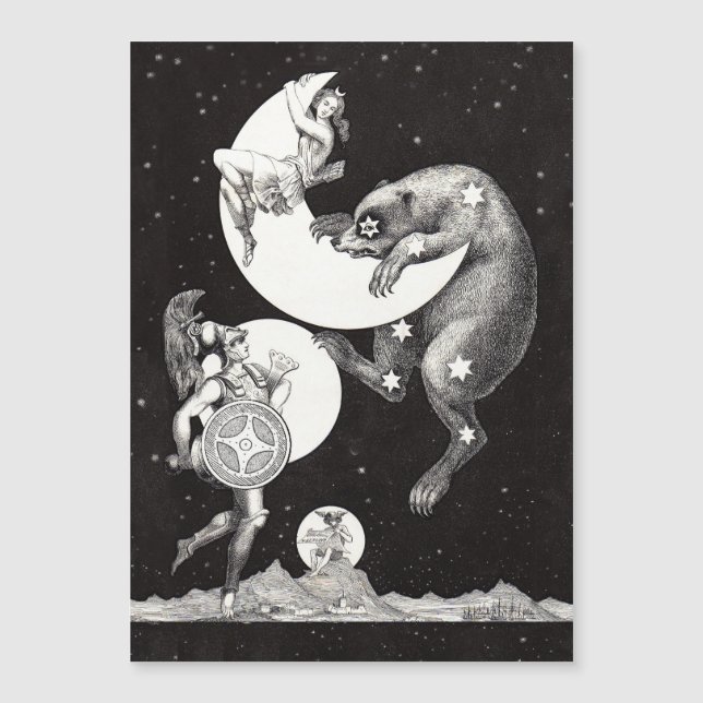 Carte Magnétique Lune céleste ciel Univers Dieu Nuit Illustration (Devant)