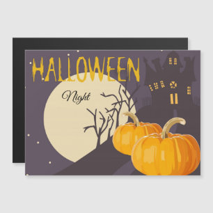 Carte Magnétique Lune d'Halloween Éffrayante vintage et Citrouille