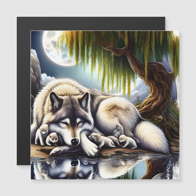 Carte Magnétique Lune Sérénité Un Loup Slumpteur (Devant / Derrière)