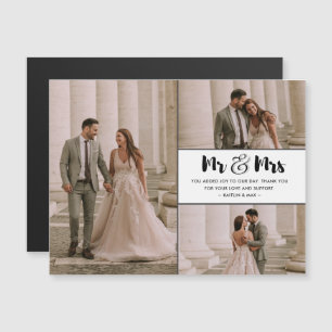 Carte Magnétique M. Mme 3 Mariage photo Merci
