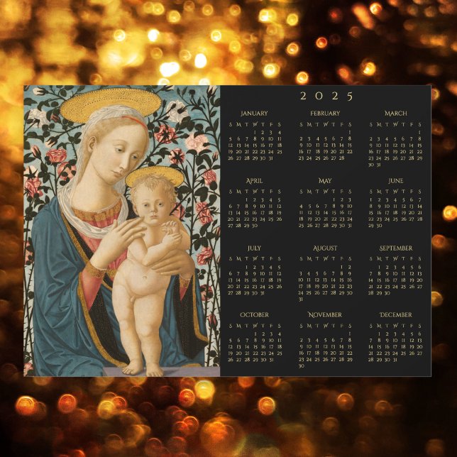 Carte Magnétique Madonna et Enfant Jésus Vierge Marie 2025 Calendri (Madonna and Child Jesus Virgin Mary 2025 Calendar)