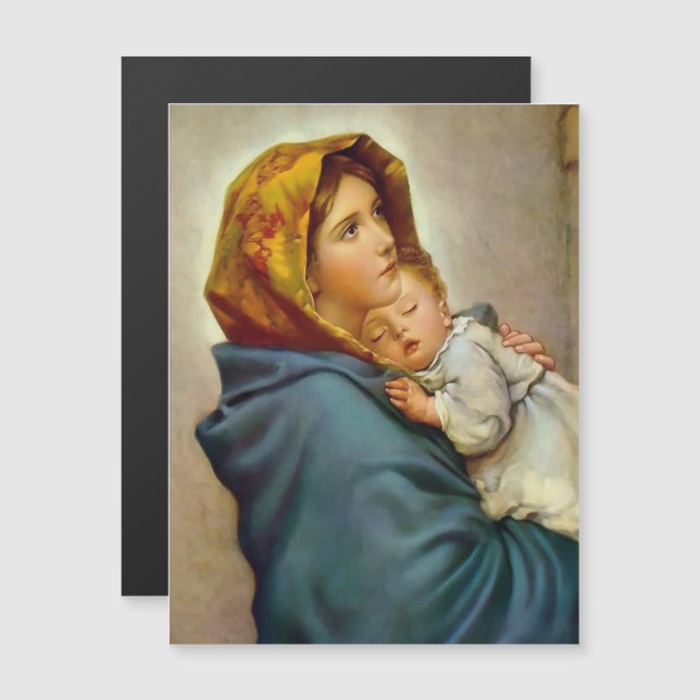 Carte Magnétique Madonna et l'enfant Roberto Ferruzzi Madonnina Mar (Devant / Derrière)