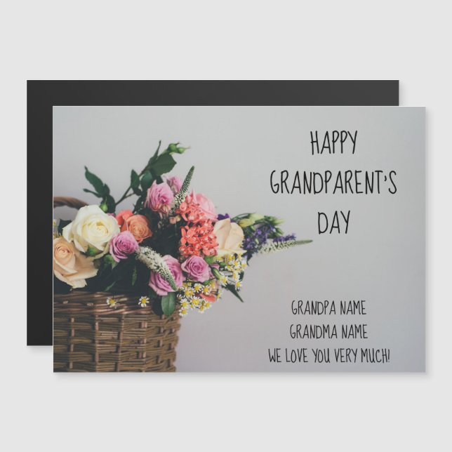 Carte Magnétique Magnetic Grand-Parent's Day Floral Greeting 5"x7" (Devant / Derrière)