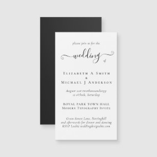 Carte Magnétique MAGNÉTIQUE NOIR BLANC Mariage Inviter Date d'enreg