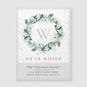 Carte Magnétique Magnolia Aquarelle Florale Wreath Monogramme Moteu