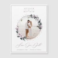 Magnolia Floral & Mauve Circle Photo Enregistrer L