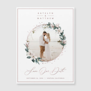 Carte Magnétique Magnolia & Rose Gold Circle Photo Enregistrer La D