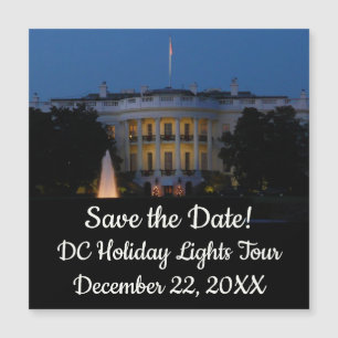 Carte Magnétique Maison Blanche de Noël à la nuit à Washington DC
