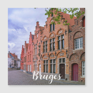 Carte Magnétique Maisons médiévales en briques colorées à Bruges, B