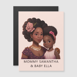 Carte Magnétique Maman et fille noire personnalisée (15 ans)