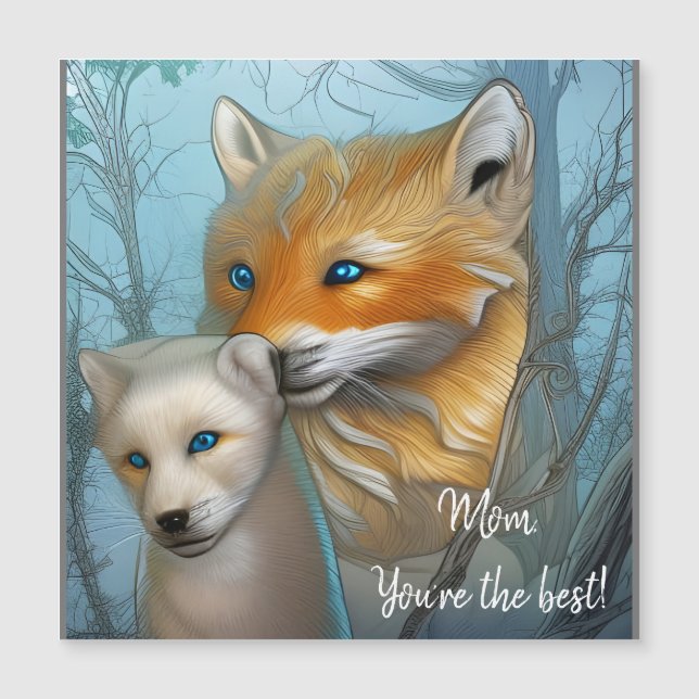 Carte Magnétique Maman Tu es le meilleur - Fox et bébé (Devant)