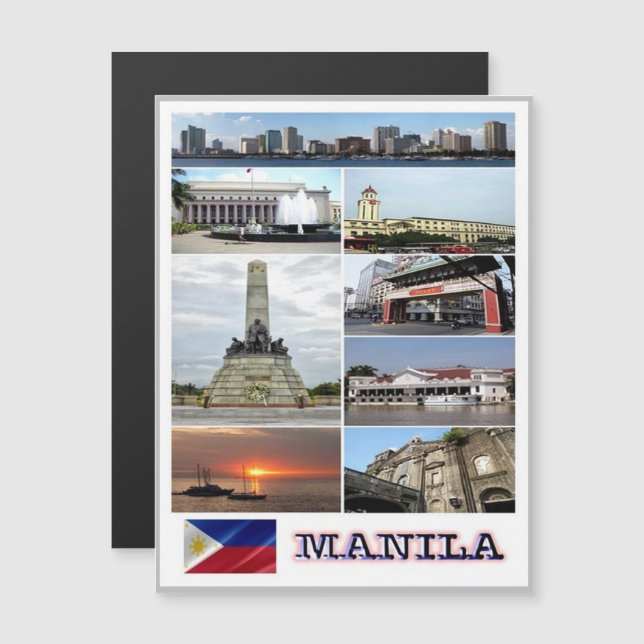 Carte Magnétique Manille - Philippines - Mosaic - (Devant / Derrière)