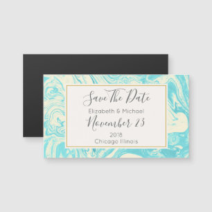 Carte Magnétique Marbre design en Mariage Turquoise Enregistrer la
