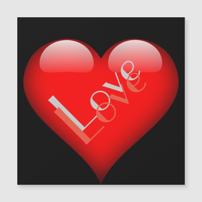 Carte Magnétique Mariage Amour Parisien Attrayant Cœur Rouge (Devant)