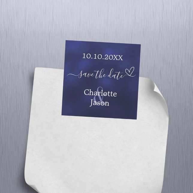 Carte Magnétique Mariage au coeur bleu marine Enregistrer l'aimant  (Créateur téléchargé)