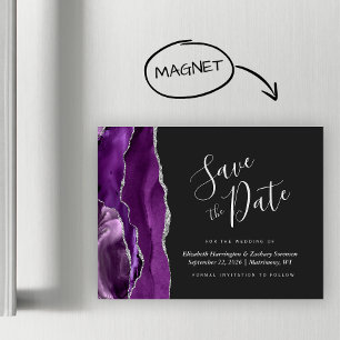 Carte Magnétique Mariage d'âge d'argent violet Enregistrer l'aimant