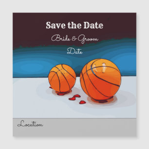Carte Magnétique mariage de basket-ball amoureux en bleu sauvez la 