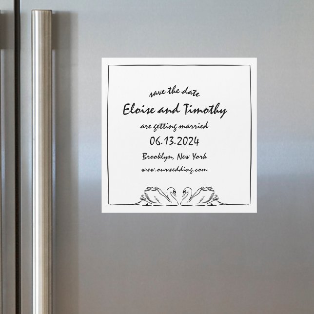 Carte Magnétique Mariage de cygne simple et élégant Enregistrer l'a (Créateur téléchargé)