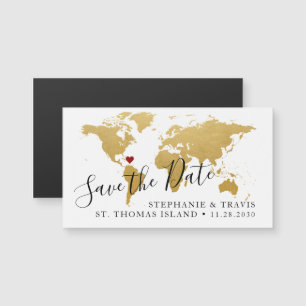 Carte Magnétique Mariage de destination Enregistrer la date Gold Ma