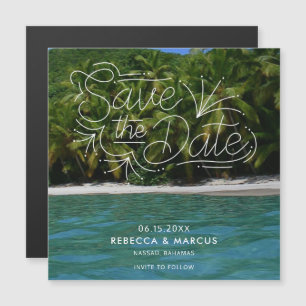 Carte Magnétique Mariage de Destination Tropicale à la Plage Enregi