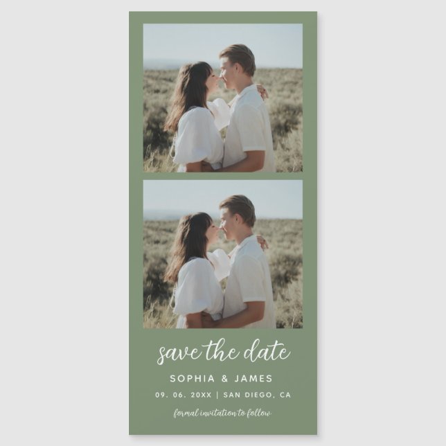 Carte Magnétique Mariage de la bande photo magnétique verte (Devant)