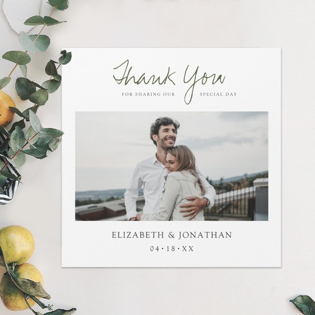 Carte Magnétique Mariage de photo en vert Script (Créateur téléchargé)