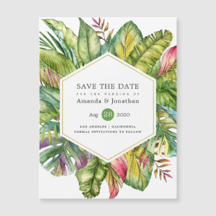 Carte Magnétique Mariage de plage tropical d'été à l'aquarelle