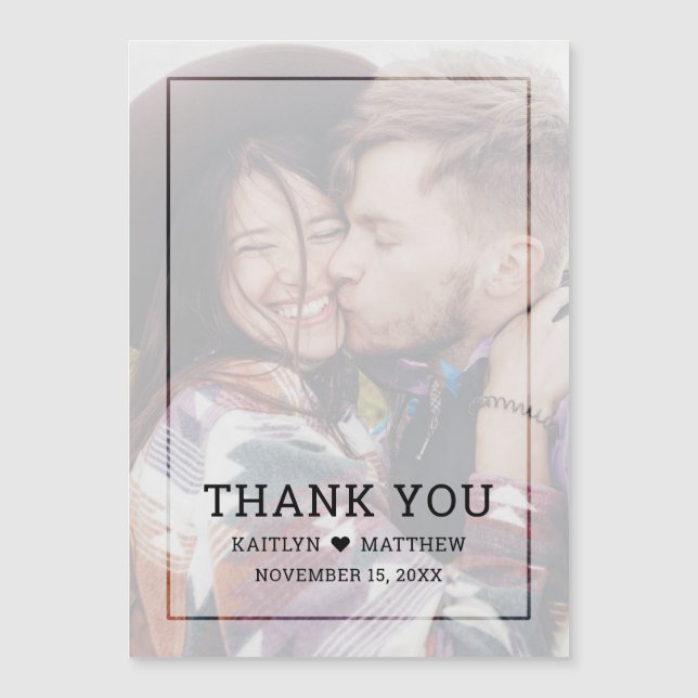 Carte Magnétique Mariage de script noir de photo défraîchi moderne (Devant)