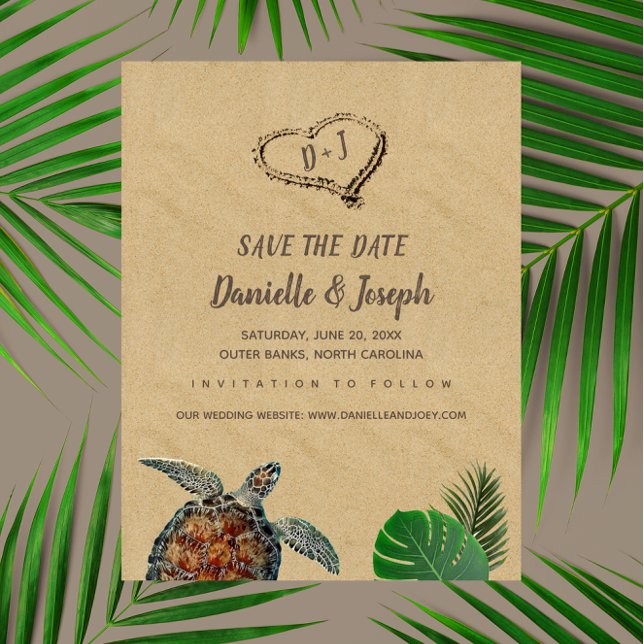 Carte Magnétique Mariage de tortue marine de plage tropicale Enregi (Créateur téléchargé)
