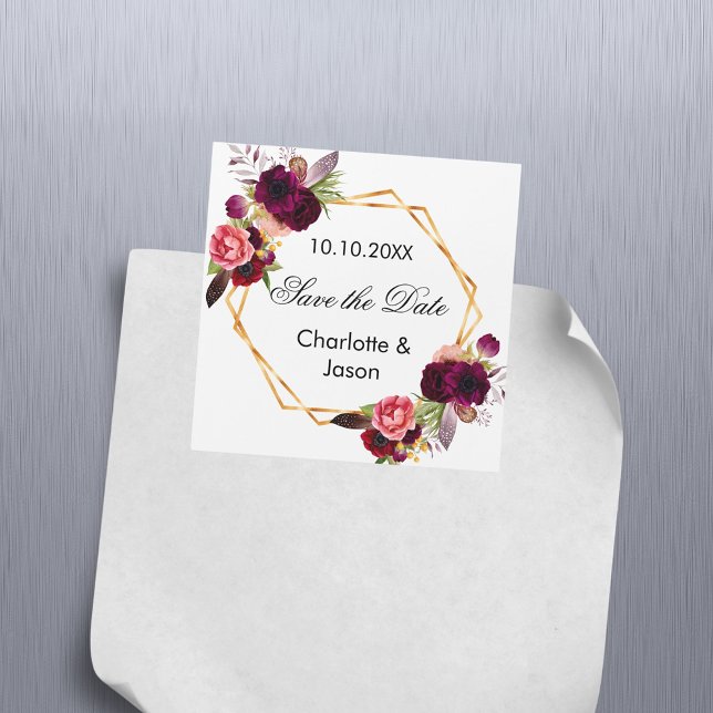 Carte Magnétique Mariage des fleurs de Bourgogne Enregistrer l'aima (Créateur téléchargé)